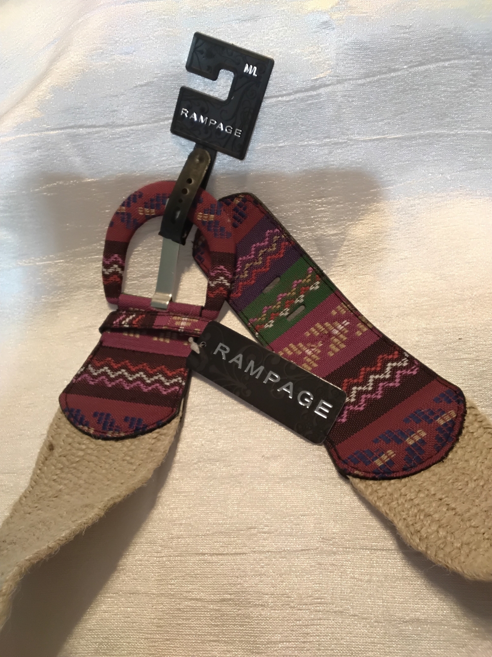 Rampage Purple Multicolor Woven Espadrille Ankle Strap Sandal